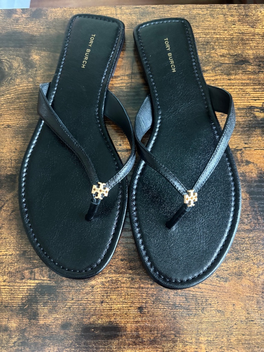 Tory Burch Classic Black Leather Flip-Flops